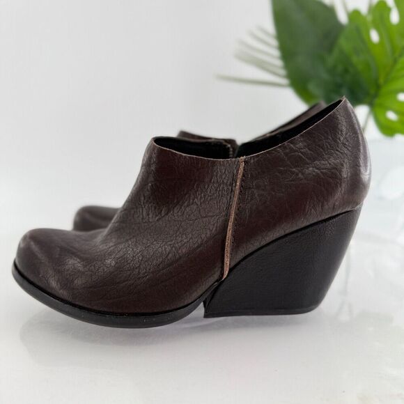 Kork Ease Natalya Women's 8 M Brown Leather Zip Wedge Ankle Bootie Shoes - Picture 6 of 14